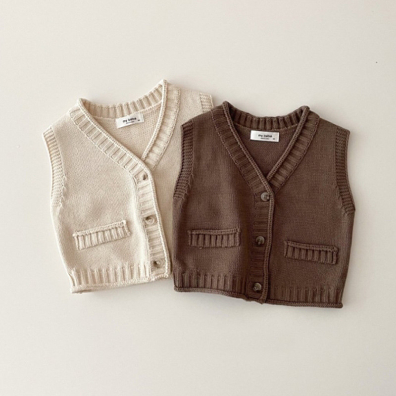 Rompi Rajut Tanpa Lengan Bayi  - Knit Cardigan Infant ulasan dan harga